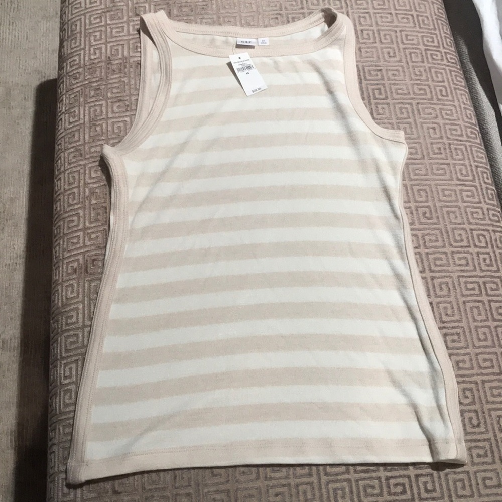 Gap nwt tan and off white striped tank